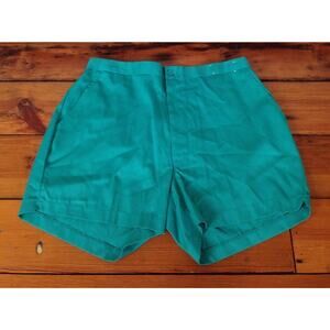 Vintage 90s McGregor Vaporwave Green Cotton Blend Flat Front Shorts L/36-38 34"